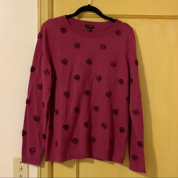 Talbots Sweaters - Talbots Sweater lamb’s wool blend tinsel polka dot sweater plum mulberry Size M